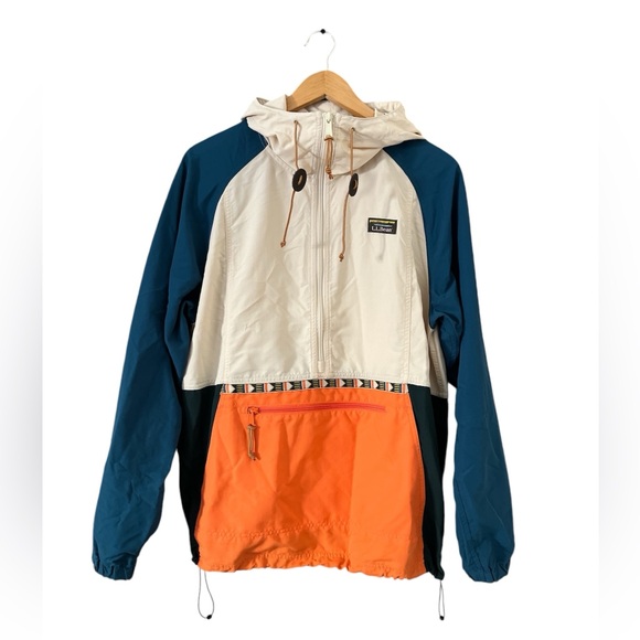 L.L. Bean Other - L.L. Bean Mens Mountain Classic Anorak Jacket Natural/Bold Orange Size S 505271